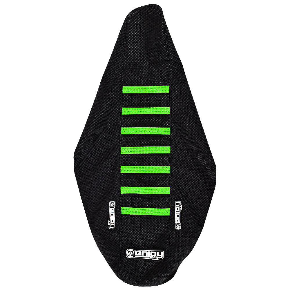 Enjoy Manufacturing Kawasaki Seat Cover KX 250 2021 - 2023 KX 450 2019 - 23 Ribbed, Black / Green