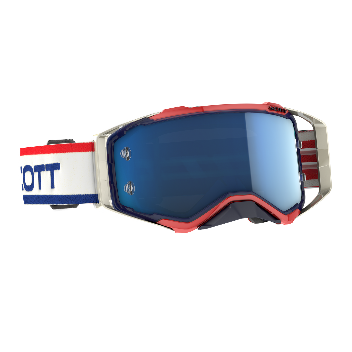 Scott Prospect Goggle, Retro White / Blue – Electric Blue Chrome Works Lens