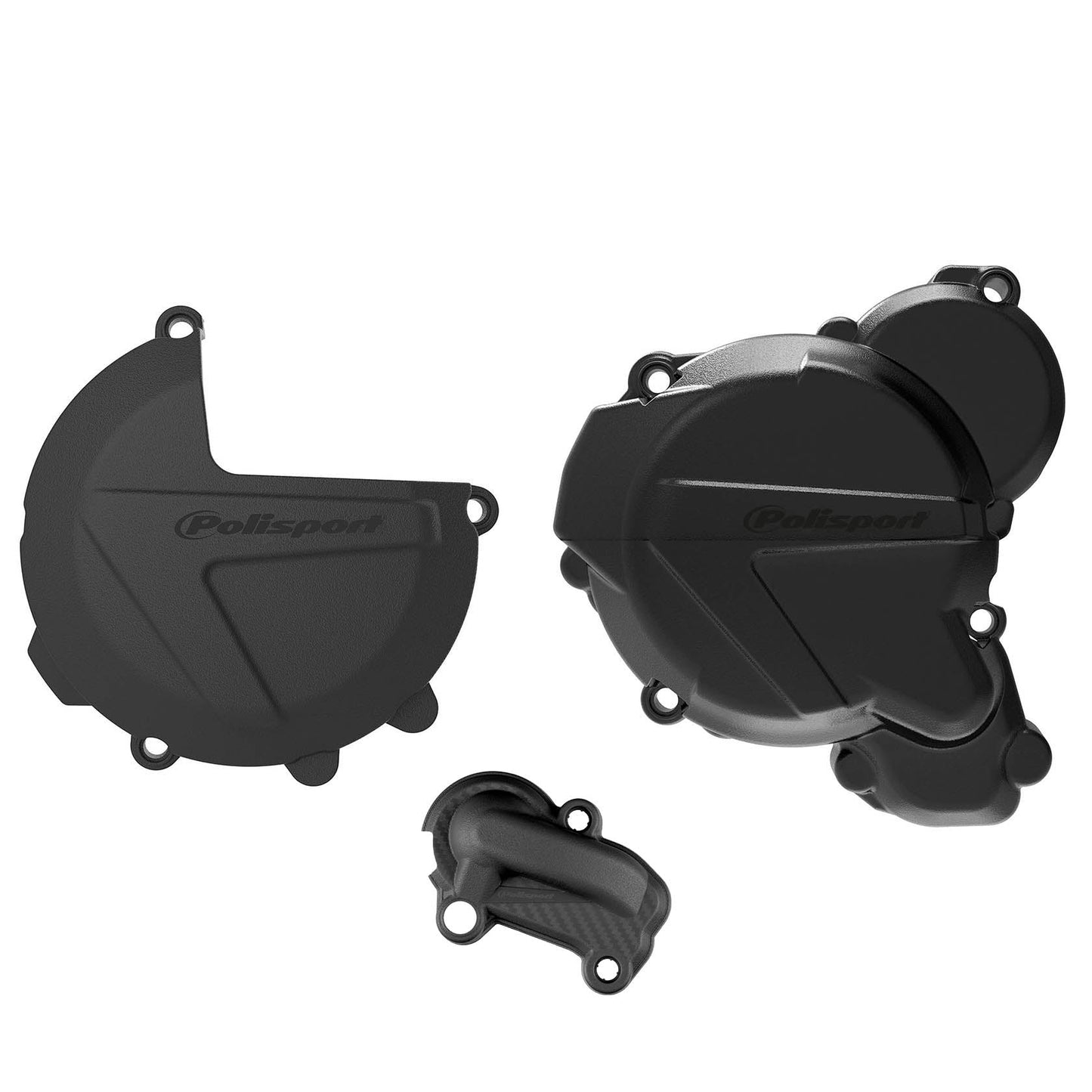 Polisport KTM Husqvarna Clutch, Ignition & Water pump Cover Protector Kit EXC TE 250 300 2 Strokes 2017 - 2023, Black