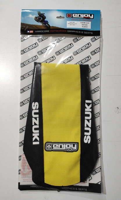 Enjoy Manufacturing Suzuki Seat Cover RM 125 RM 250 1996 - 2000 STD Logo, Black / Yellow