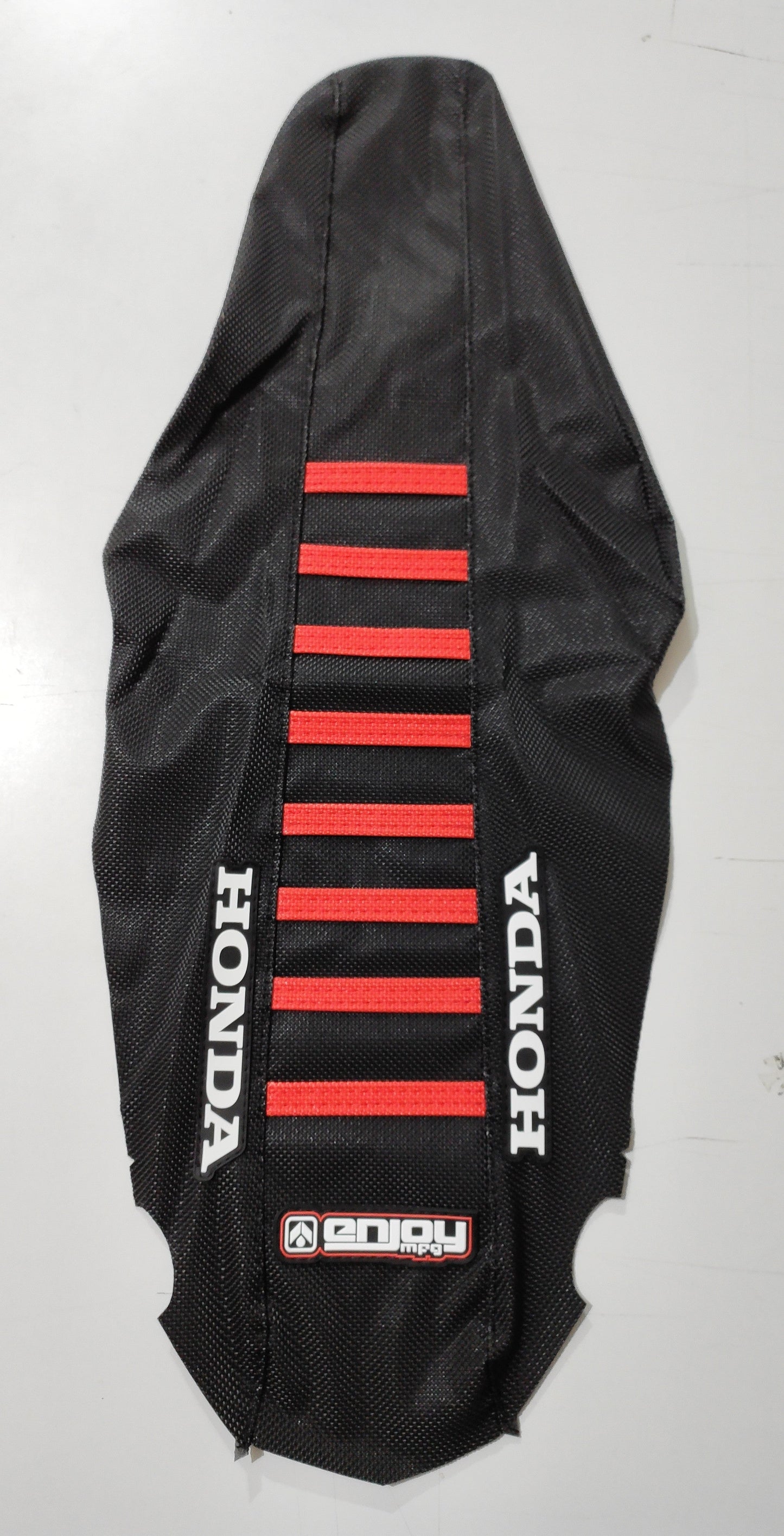 Enjoy Manufacturing Honda Seat Cover CR 125 CR 250 2002 - 2007 Ribbed Logo, Black / Red