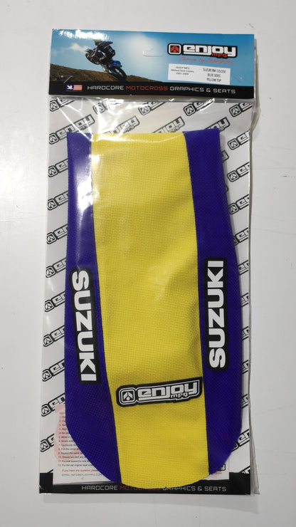 Enjoy Manufacturing Suzuki Seat Cover RM 125 RM 250 2001 - 2008 STD Logo, Blue / Yellow