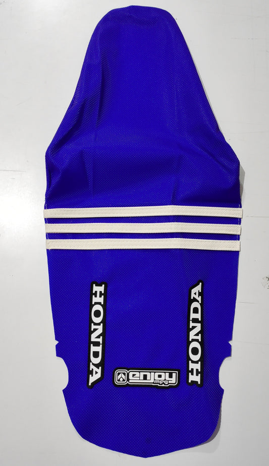 Enjoy Manufacturing Honda Seat Cover CRF 250 R 2004 - 2009 CRF 250 X 04 - 2013 Ribbed Logo, TLD Blue / White