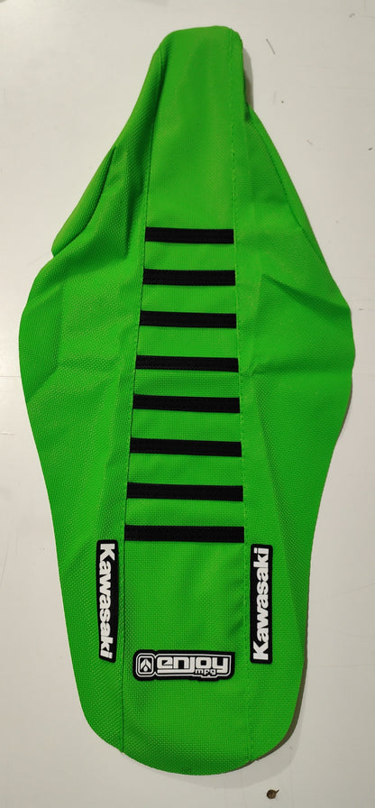 Enjoy Manufacturing Kawasaki Seat Cover KX 125 KX 250 2003 - 2008 Ribbed Logo, Green / Black