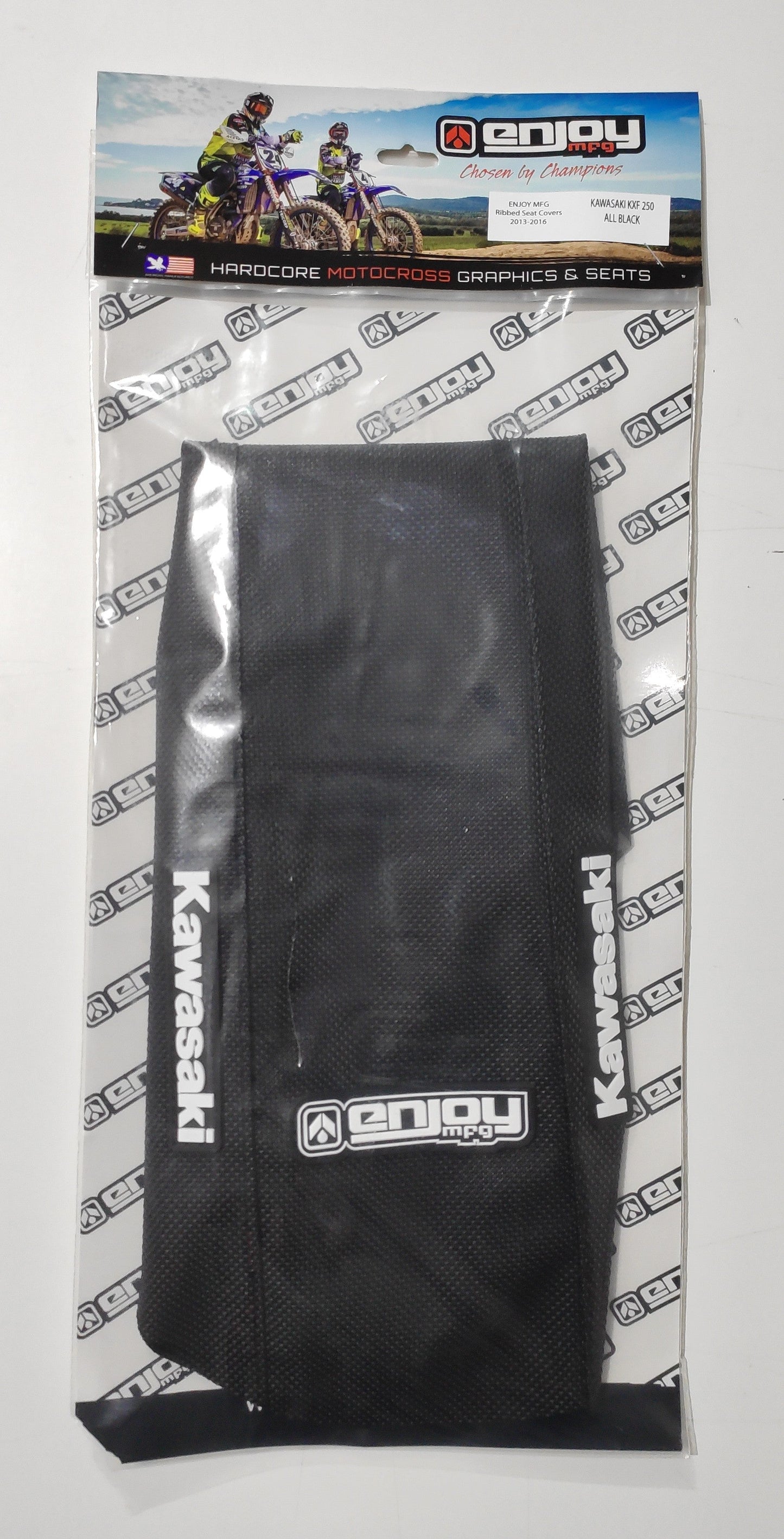 Enjoy Manufacturing Kawasaki Seat Cover KX 65 2000 - 2022 STD Logo, All Black