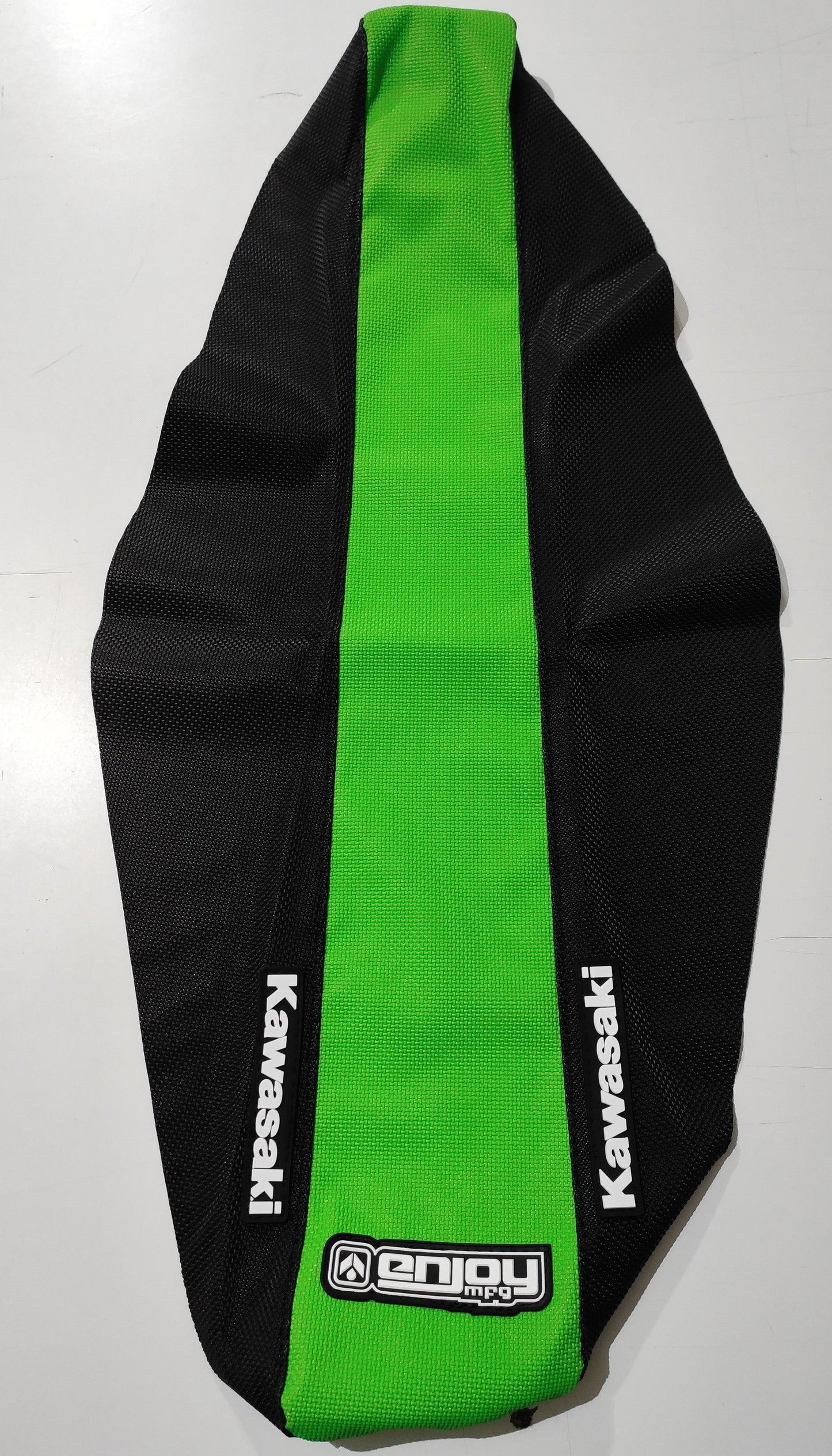 Enjoy Manufacturing Kawasaki Seat Cover KXF 250 2009 - 2012 KXF 450 09 - 2011 STD Logo, Black / Green