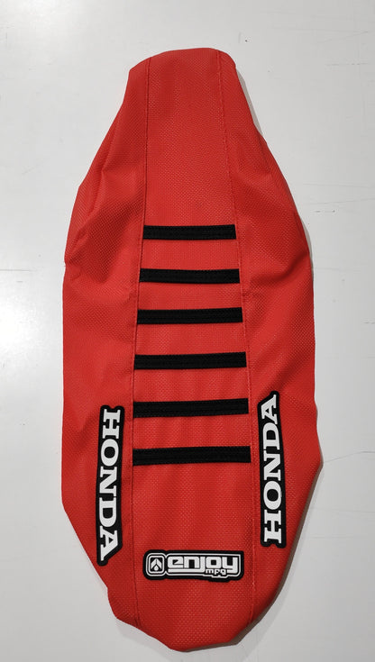 Enjoy Manufacturing Honda Seat Cover CRF 150 R 2007 - 2023 Ribbed Logo, Red / Black