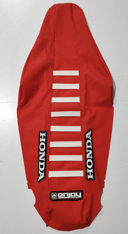 Enjoy Manufacturing Honda Seat Cover CR 125 CR 250 2000 - 2001 Ribbed Logo, Red / White