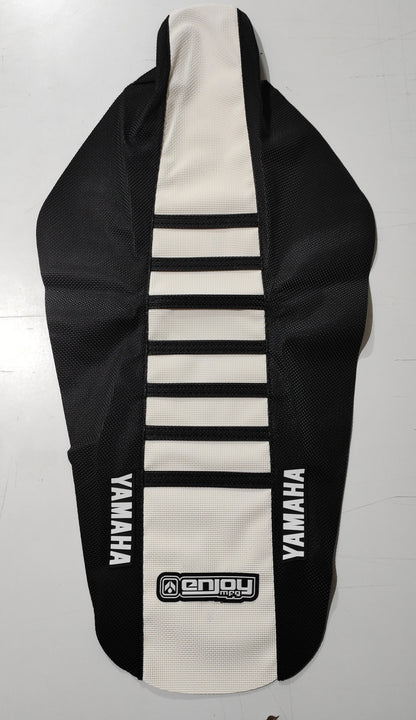 Enjoy Manufacturing Yamaha Seat Cover YZ 125 YZ 250 2002 - 2021 Ribbed Logo, Black / White / Black