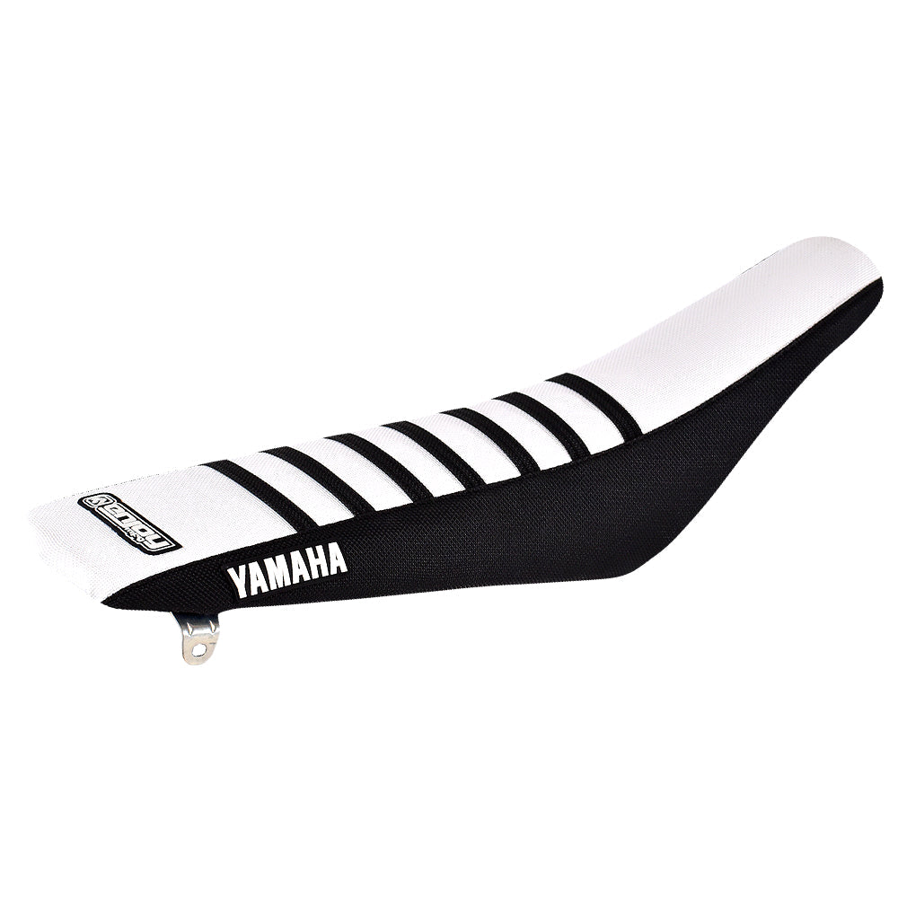 Enjoy Manufacturing Yamaha Seat Cover YZ 125 YZ 250 2002 - 2021 Ribbed Logo, Black / White / Black