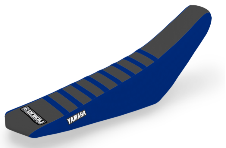 Enjoy Manufacturing Yamaha Seat Cover YZ 125 YZ 250 2002 - 2021 Ribbed Logo, Blue / Black / Blue
