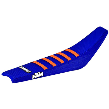 Enjoy Manufacturing KTM Seat Cover SX 50 2016 - 2023 Ribbed Logo, Blue / Orange