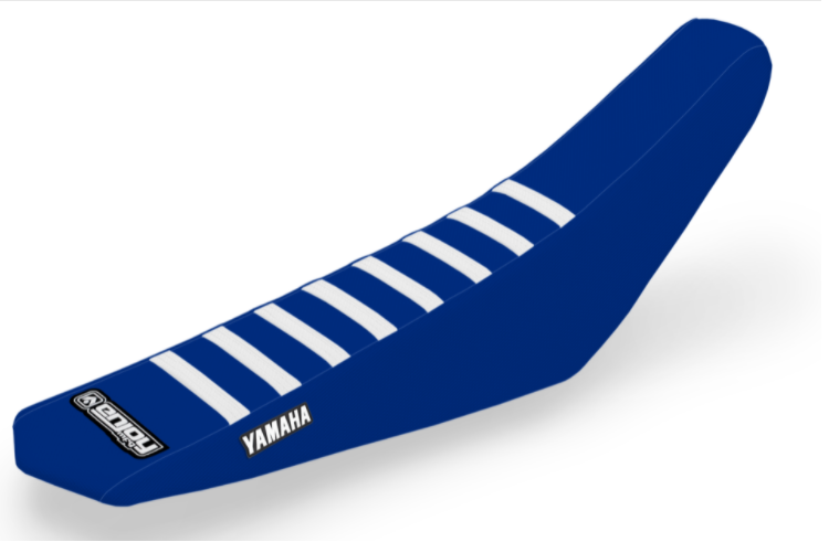 Enjoy Manufacturing Yamaha Seat Cover YZ 125 YZ 250 2002 - 2021 Ribbed Logo, Blue / White