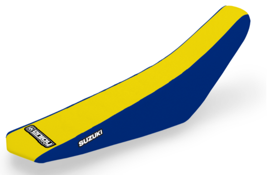 Enjoy Manufacturing Suzuki Seat Cover RM 125 RM 250 2001 - 2008 STD Logo, Blue / Yellow