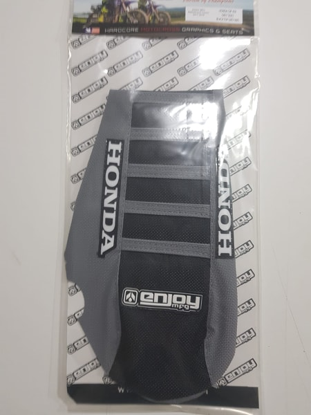 Enjoy Manufacturing Honda Seat Cover CR 125 CR 250 2002 - 2007 Ribbed Logo, Grey / Black / Grey